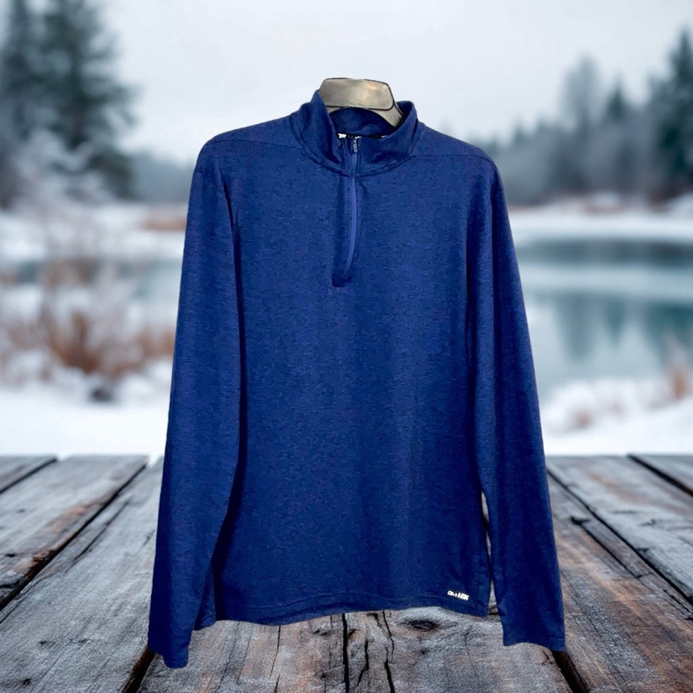 Tek Gear DryTek Dark Blue & Black Marble Long-Sleeve Active Wear Shirt Men M